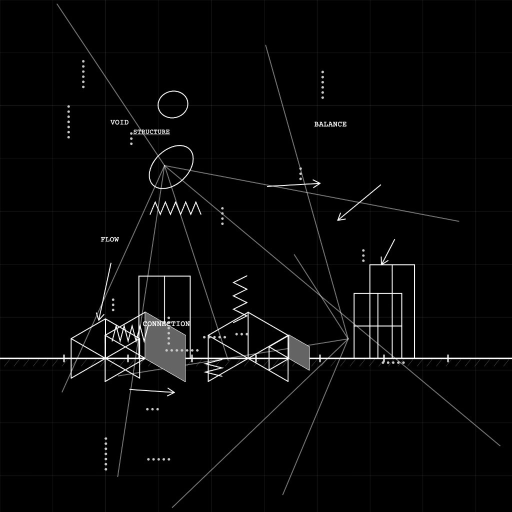 Technical Drawing — VOID, STRUCTURE, FLOW, CONNECTION, BALANCE